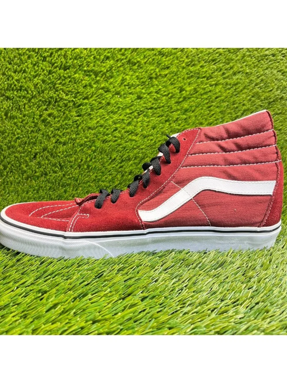 Vans Sk8-Hi Mens Size 11 Maroon White Black Athletic Skateboard Shoes Sneakers